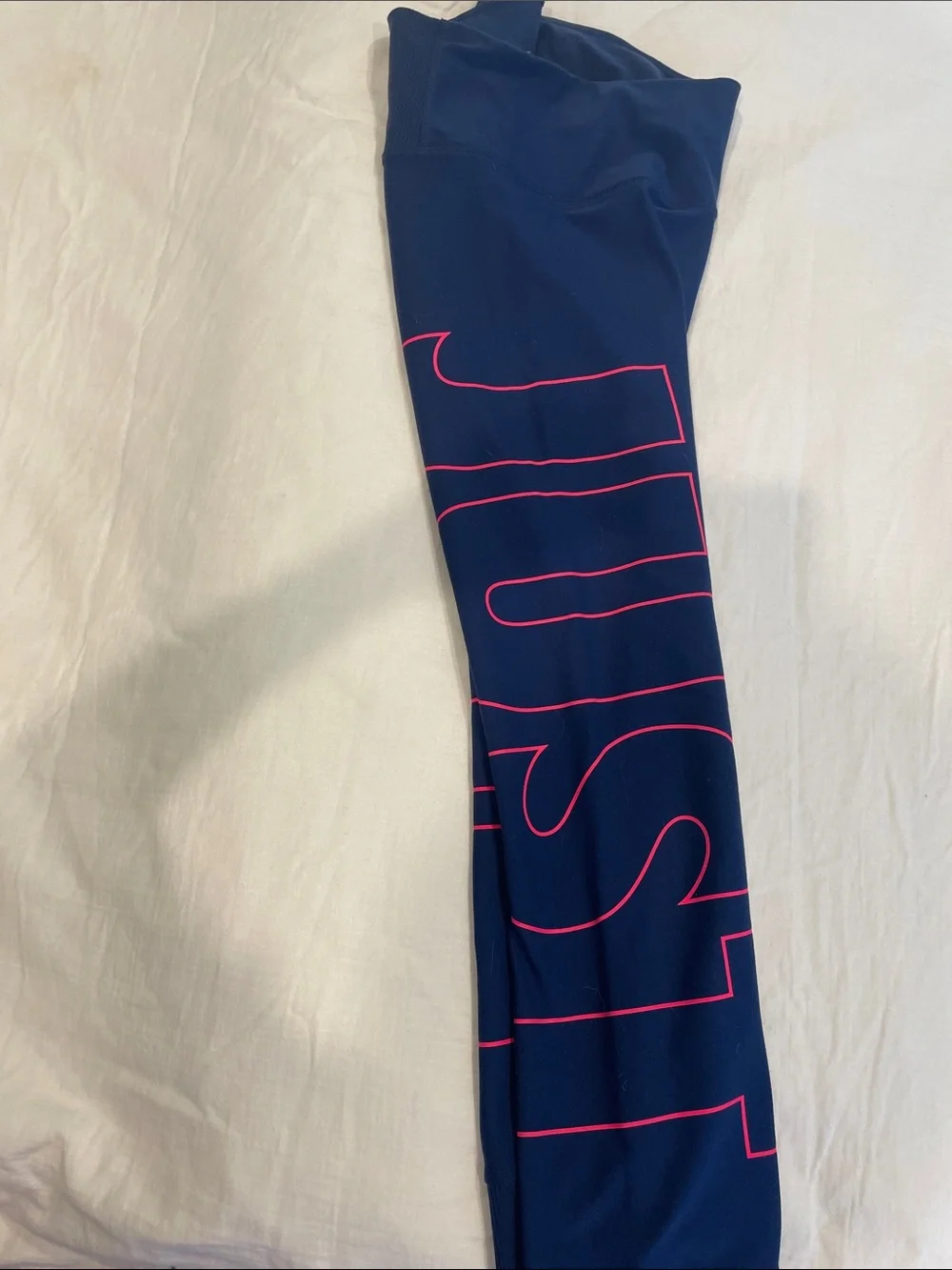 Nike Girls Navy Leggings with Pink Outline Logo